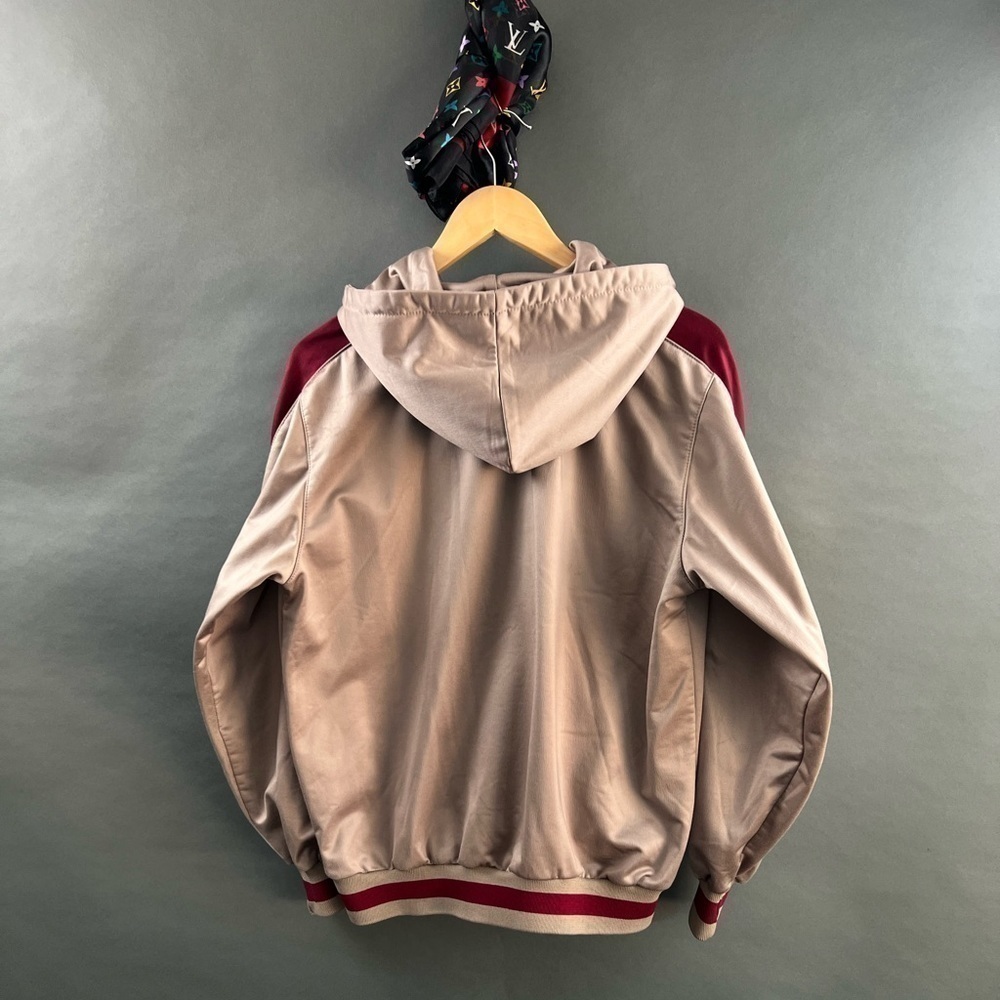 Vintage Cargo Zipper Pockets Zip Up Pinstripe Hooded Jacket - Picture 4 of 9